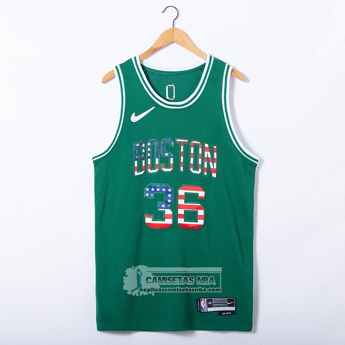 Camiseta Boston Celtics Marcus Smart NO 36 75th Bandera Edition Verde